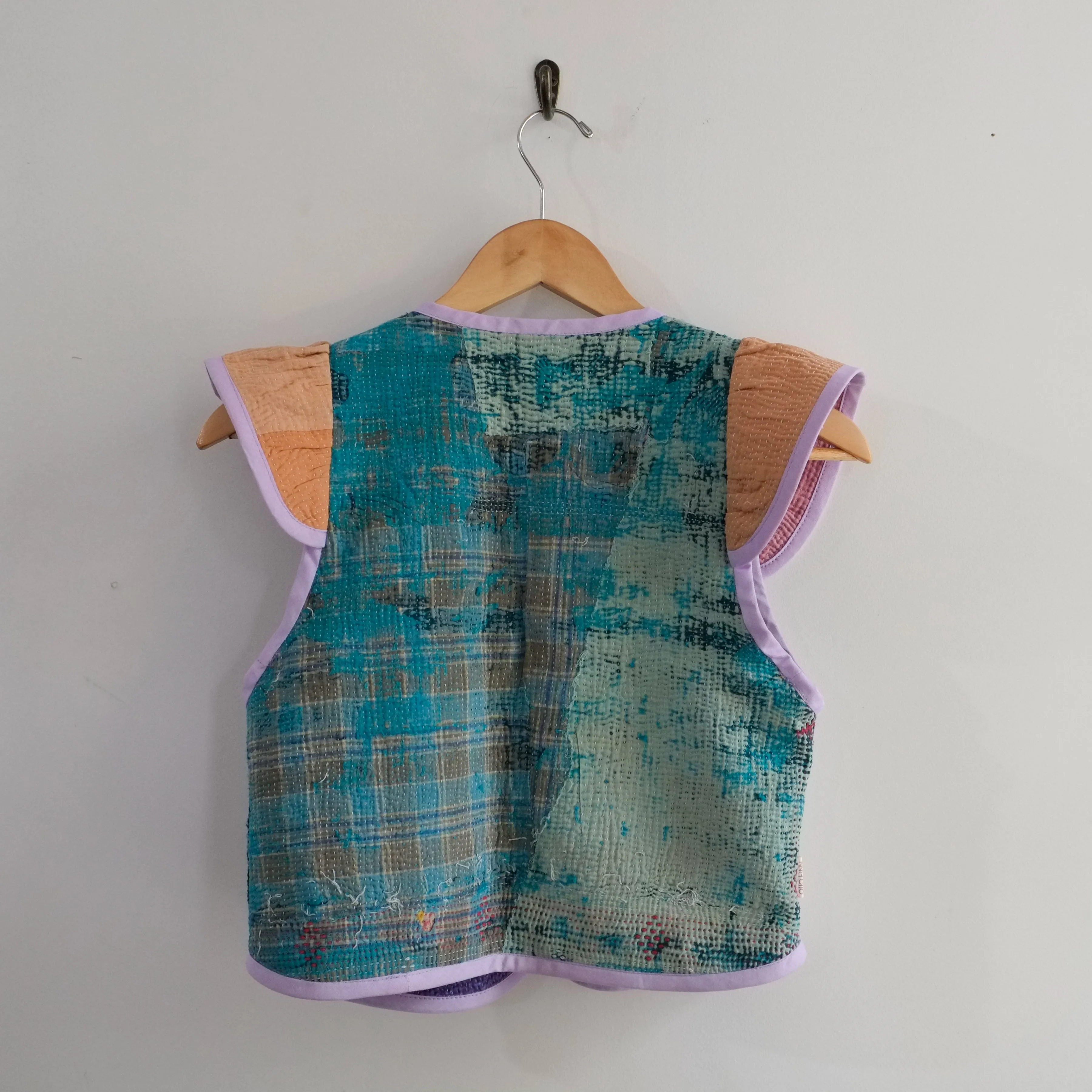 Amelia Flutter Sleeve Vest Purple with Turquoise Back XXS003