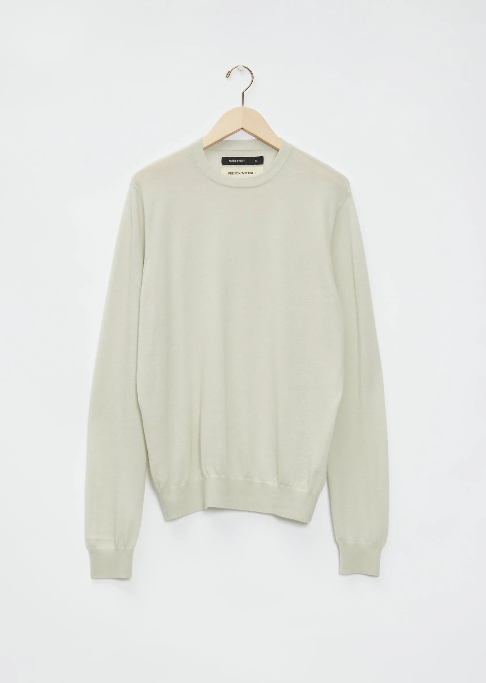 Boyfriend R-Neck Cashmere Sweater — Silver Green