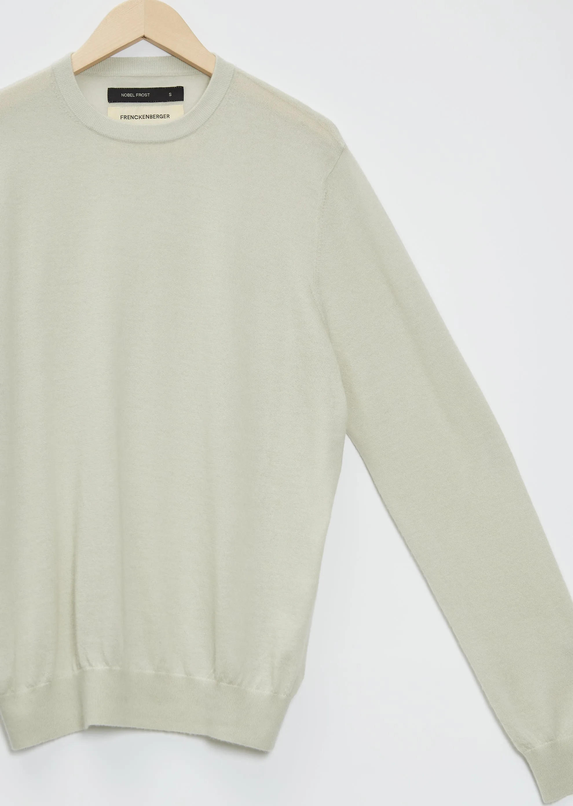 Boyfriend R-Neck Cashmere Sweater — Silver Green