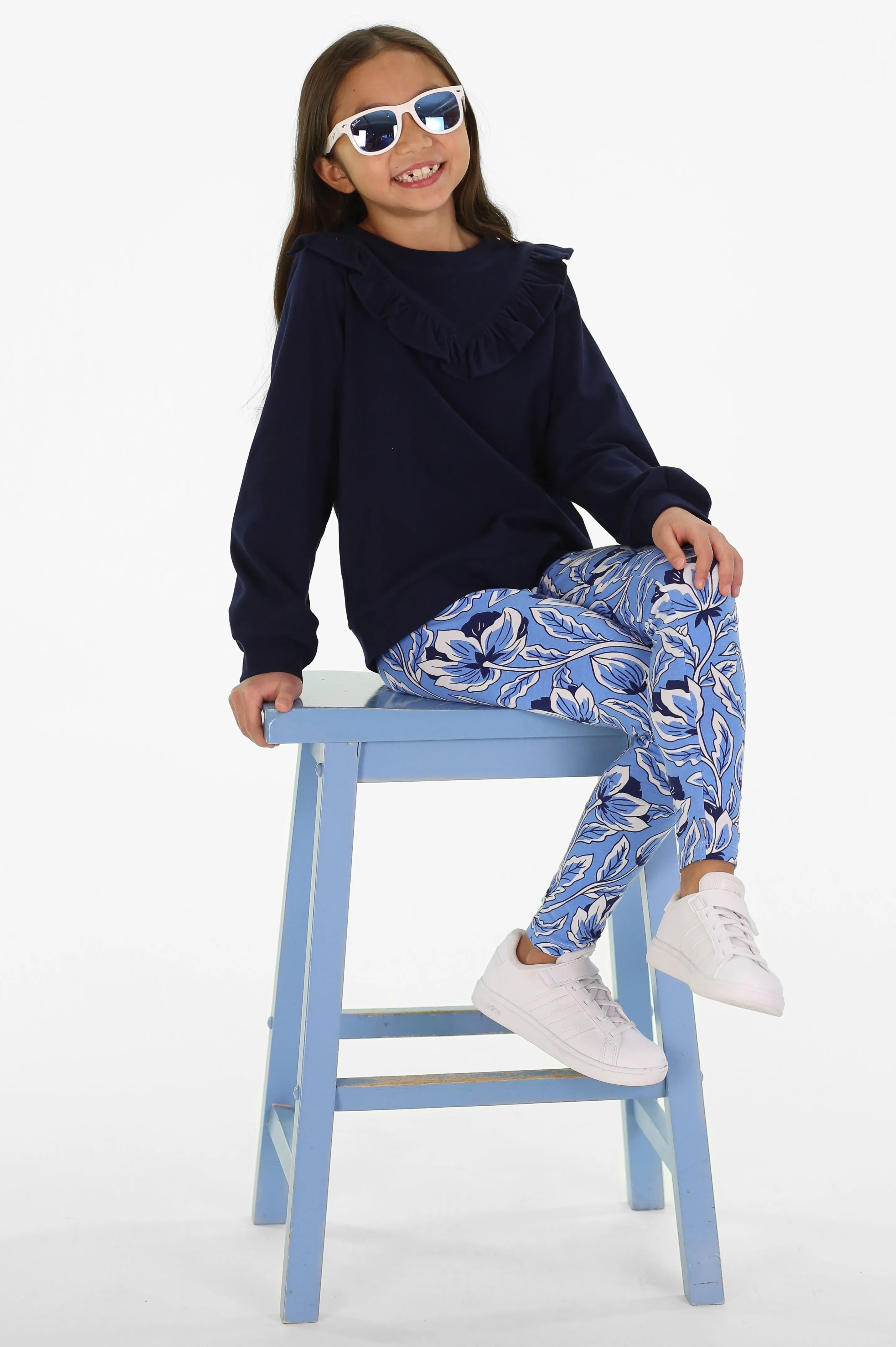 Girls Lolly Legging in Blue Blossom