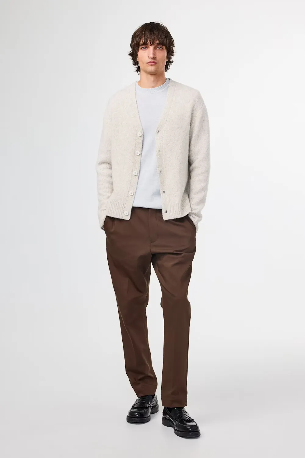 John V-Neck Cardigan - White Pepper