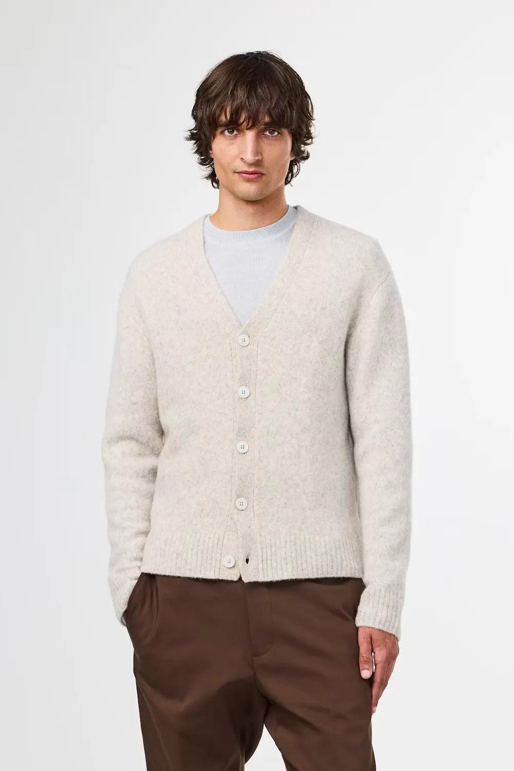 John V-Neck Cardigan - White Pepper