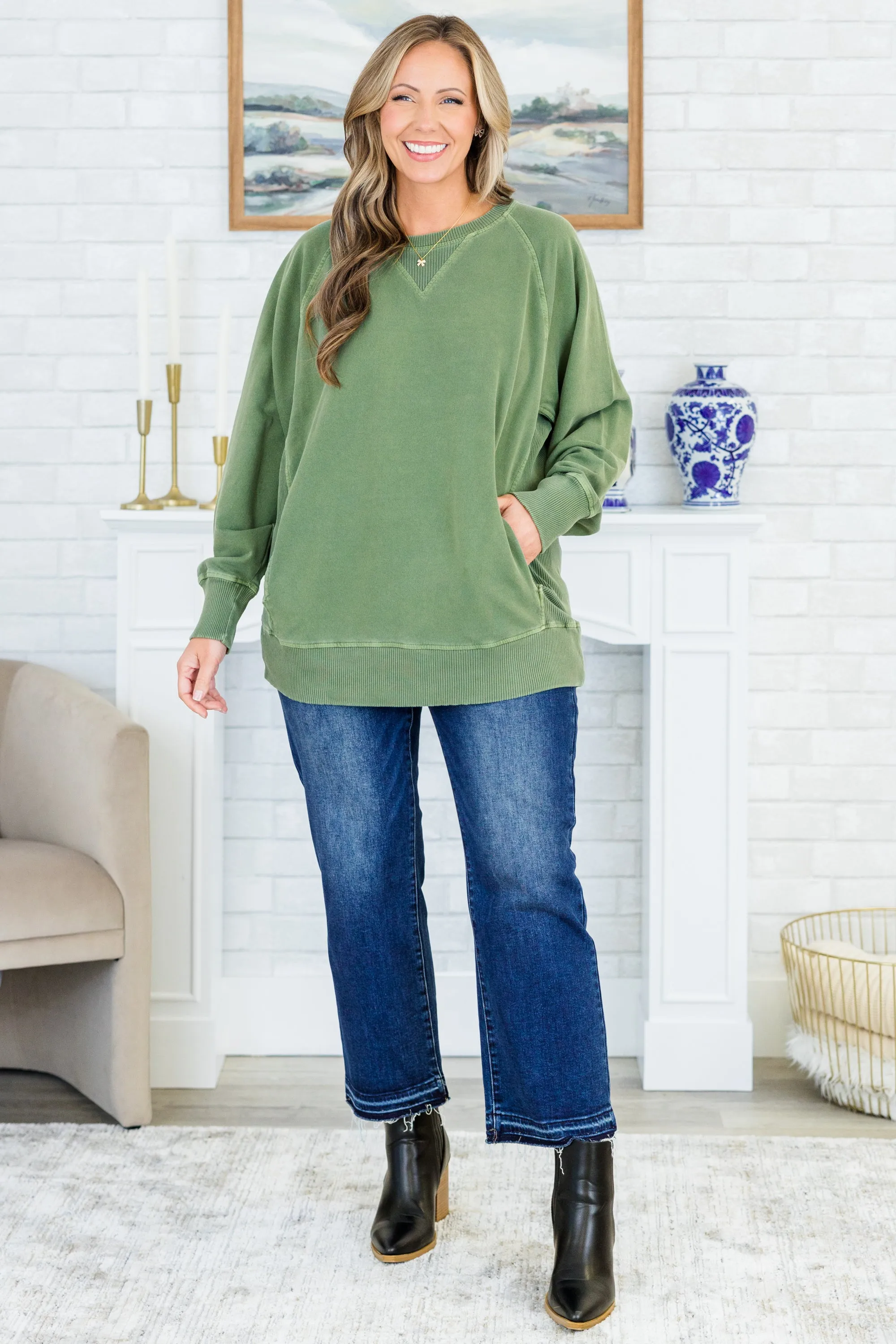 Soft Touch Pullover, Light Olive