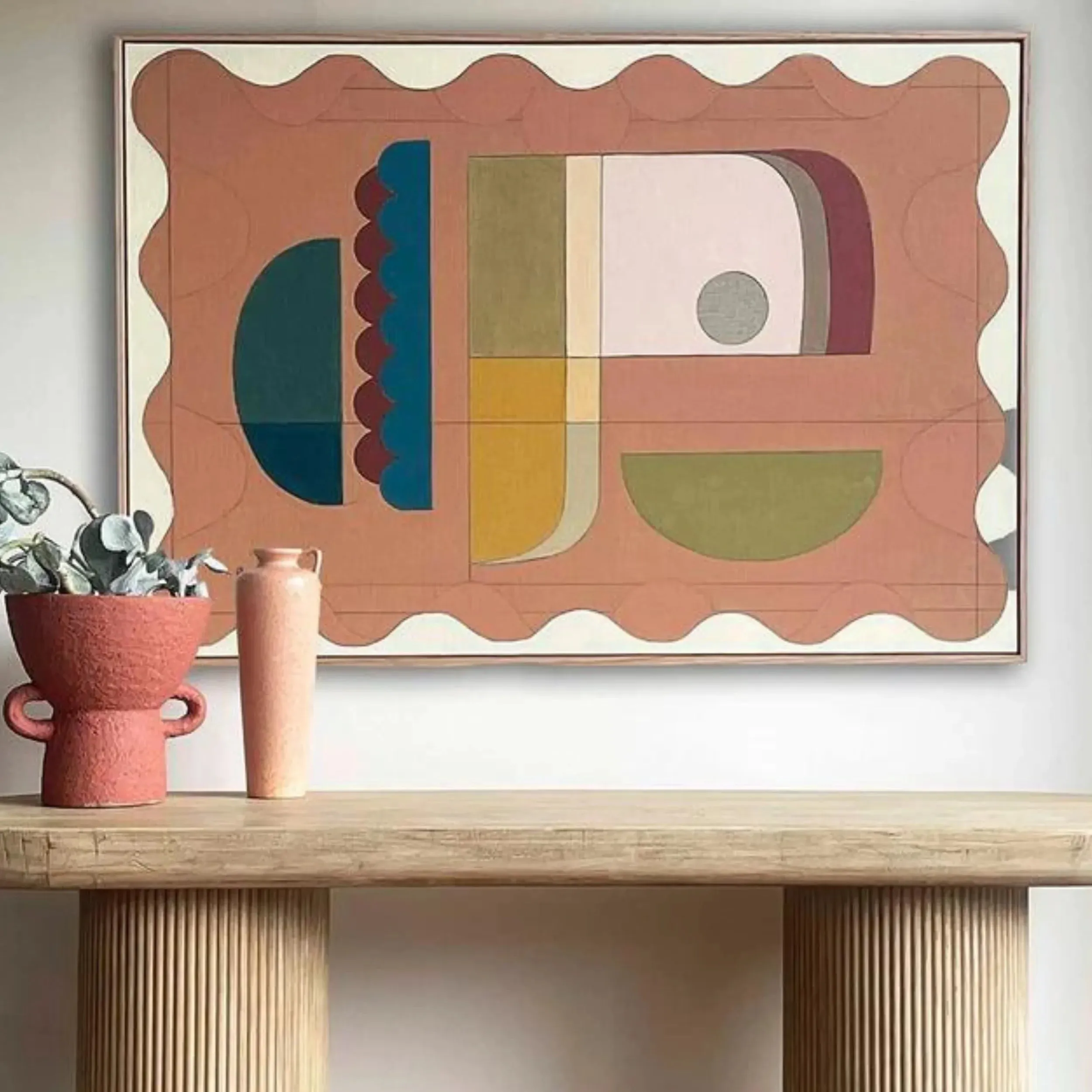 Terracotta Blush Two Canvas Print 45cm x 30cm Oak Frame