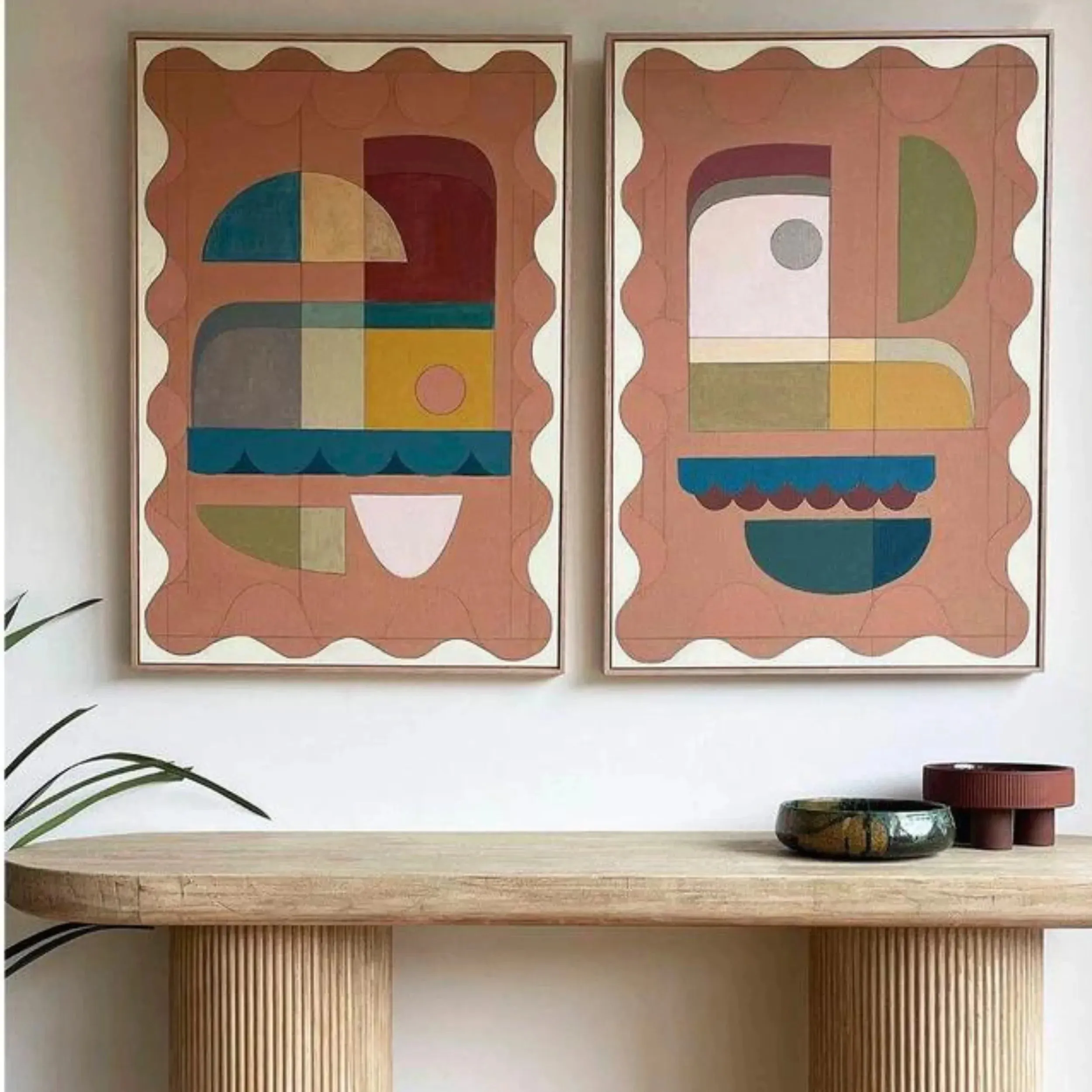 Terracotta Blush Two Canvas Print 45cm x 30cm Oak Frame