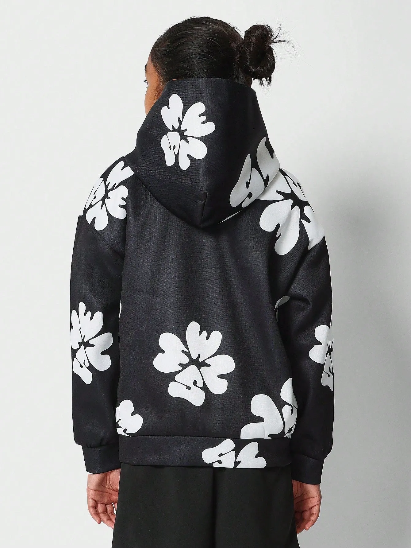 Tween Girls Overhead Hoodie With All Over Floral Print