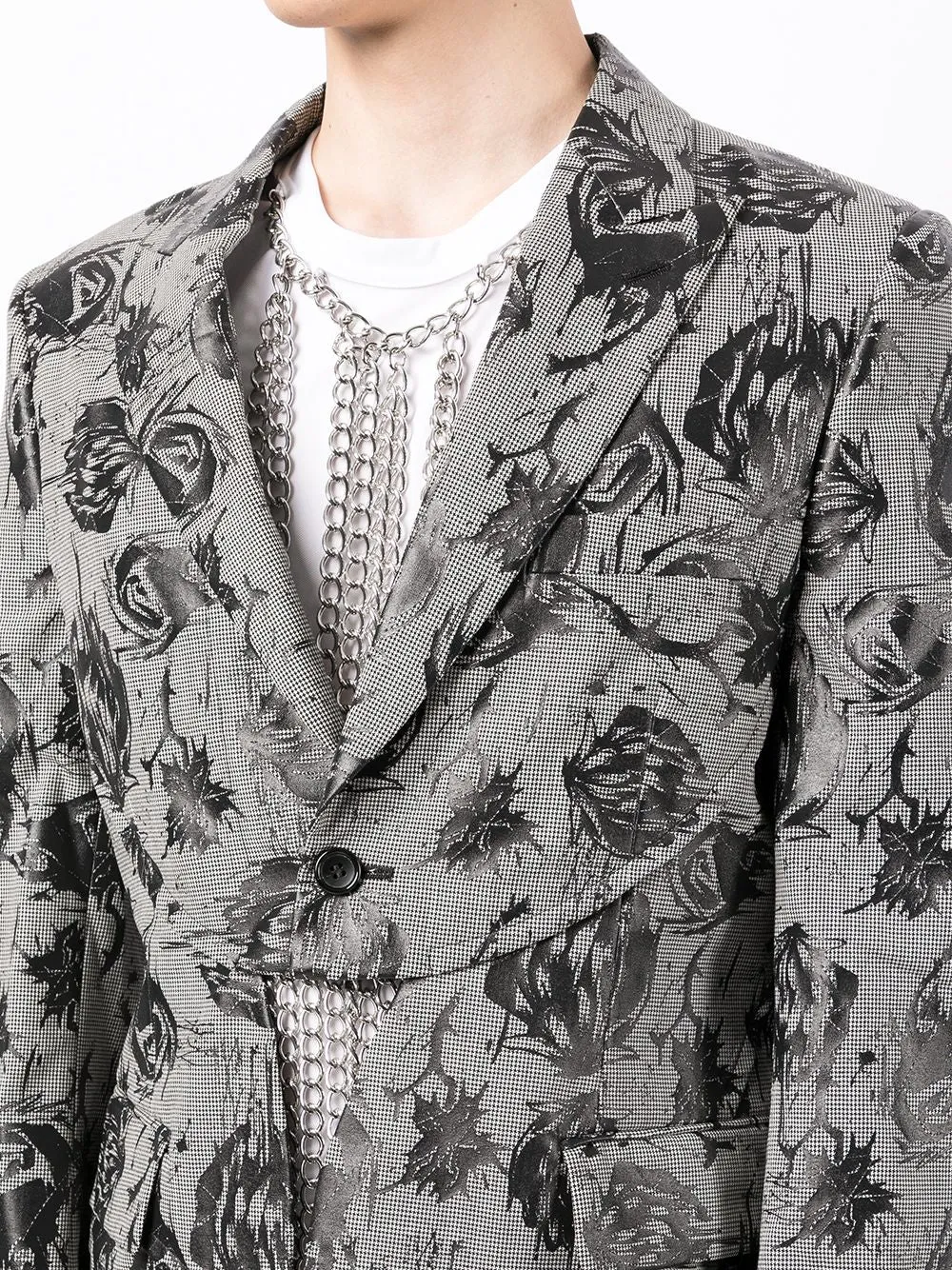Wool Houndstooth X Skull Flora Jacket