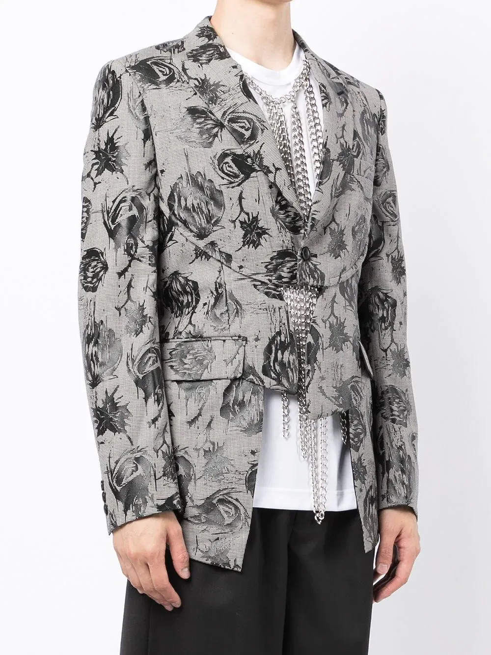 Wool Houndstooth X Skull Flora Jacket